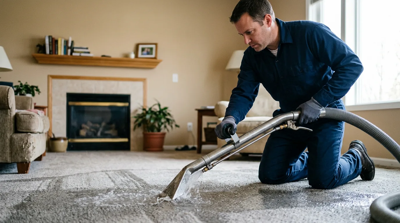 Water damage restoration technician working near Big Springs, WV